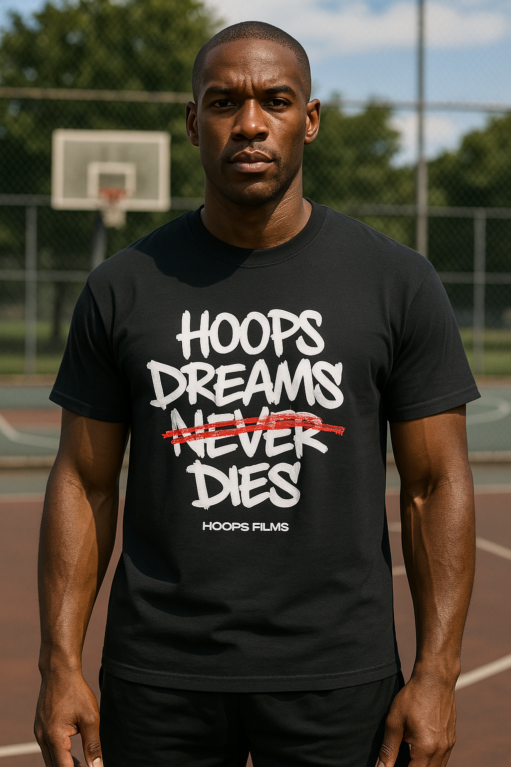 HOOPS DREAMS NEVER DIEs TEE - BLACK