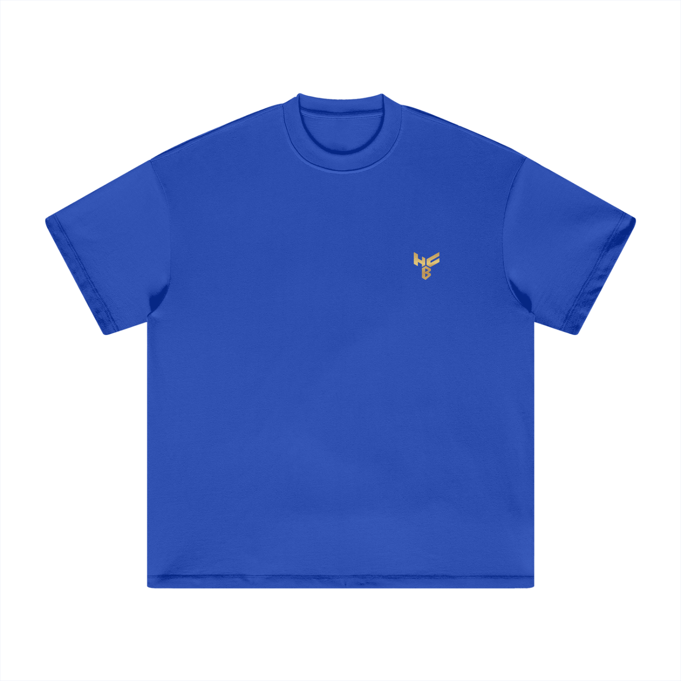 Blue okc t-shirt with a yellow logo on a white background