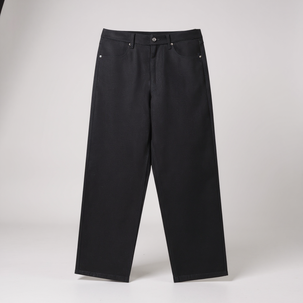 HFB Essential Straight-Leg Pants – Premium Cotton Casual Trousers – Black / Cream