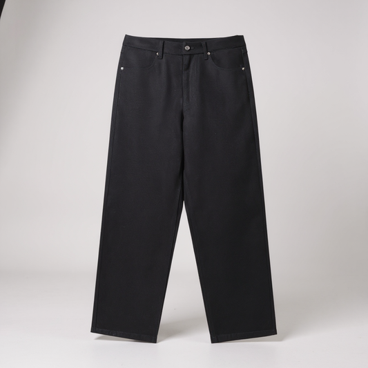 HFB Essential Straight-Leg Pants – Premium Cotton Casual Trousers – Black / Cream