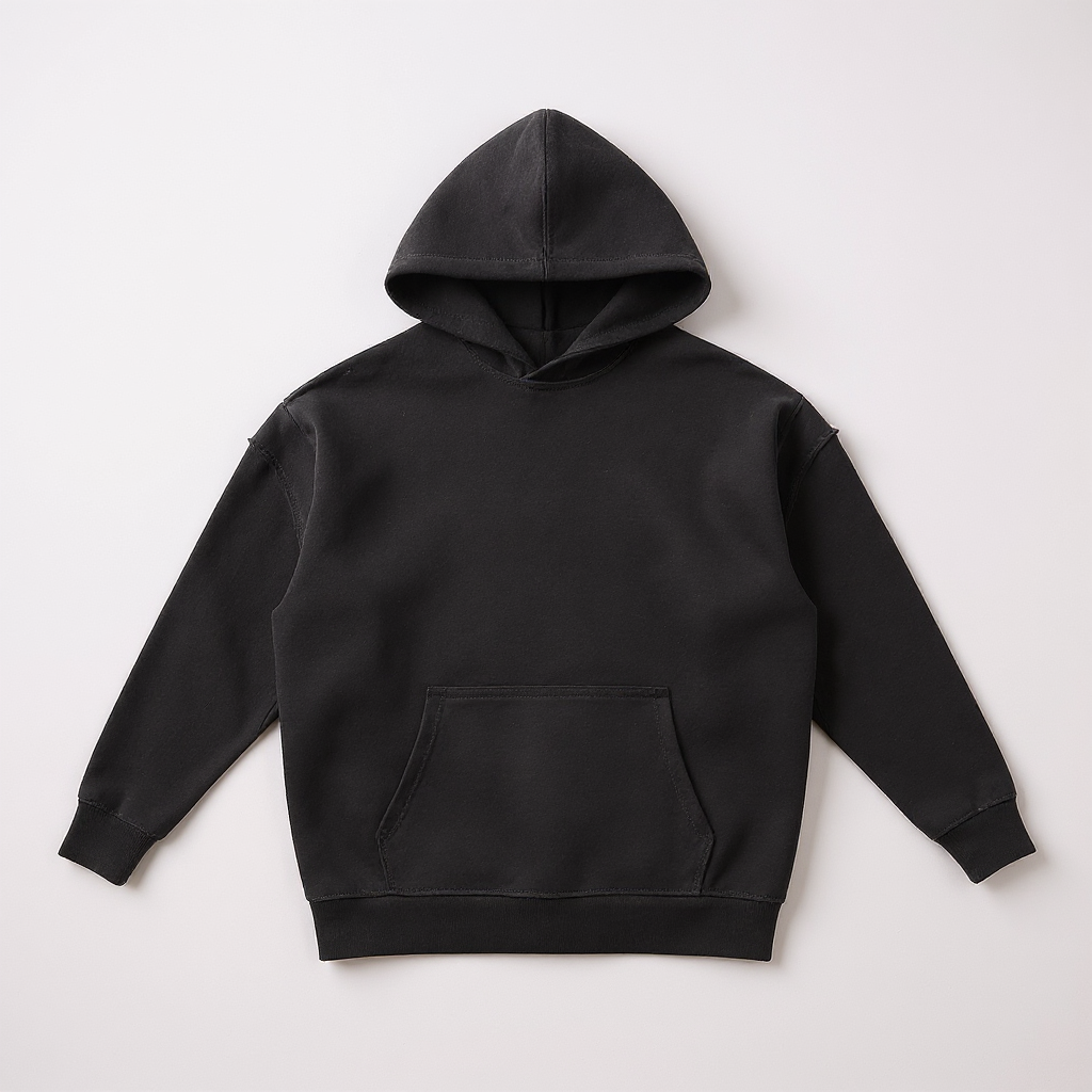 Black hoodie with 'Hoops Films HFB' logo on a light gray background, Chrome Heart Hoodie Style